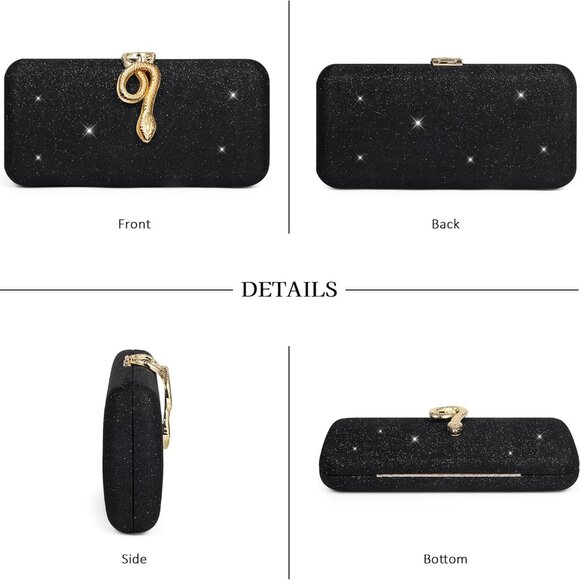 Chic Women's Evening Clutch: Kiss Lock, Detachable Chain, Perfect for Parties - Picture 4 of 6